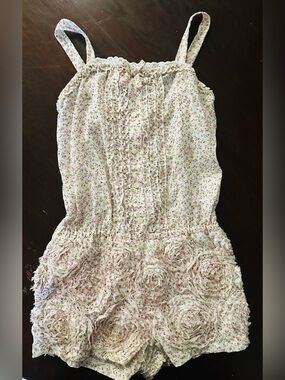 Girl’s Biscotti Collezioni Floral Pink Ruffle Short One-Piece Romper